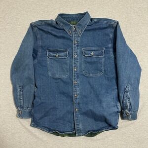 WFS Element Gear Denim Fleece Lined Shirt Jacket Plaid Shacket‎ Blue Mens XL